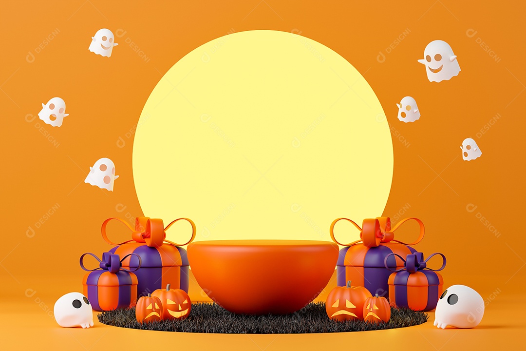 Renderização 3D Moldura conceito Halloween