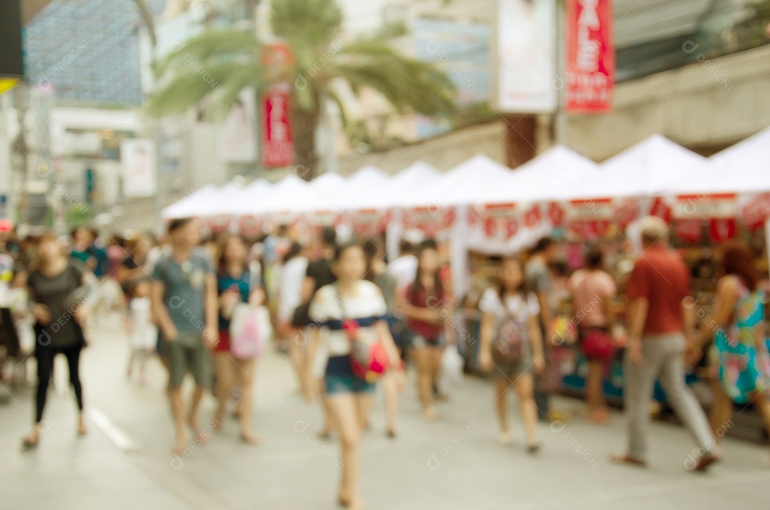 Abstract blurred people on the street. vintage tone