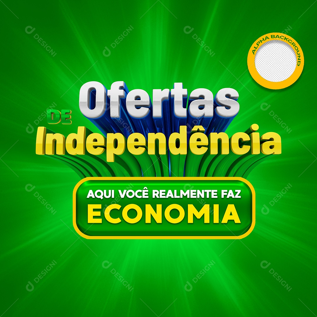 Ofertas de Independência Selo 3D para Composição PSD