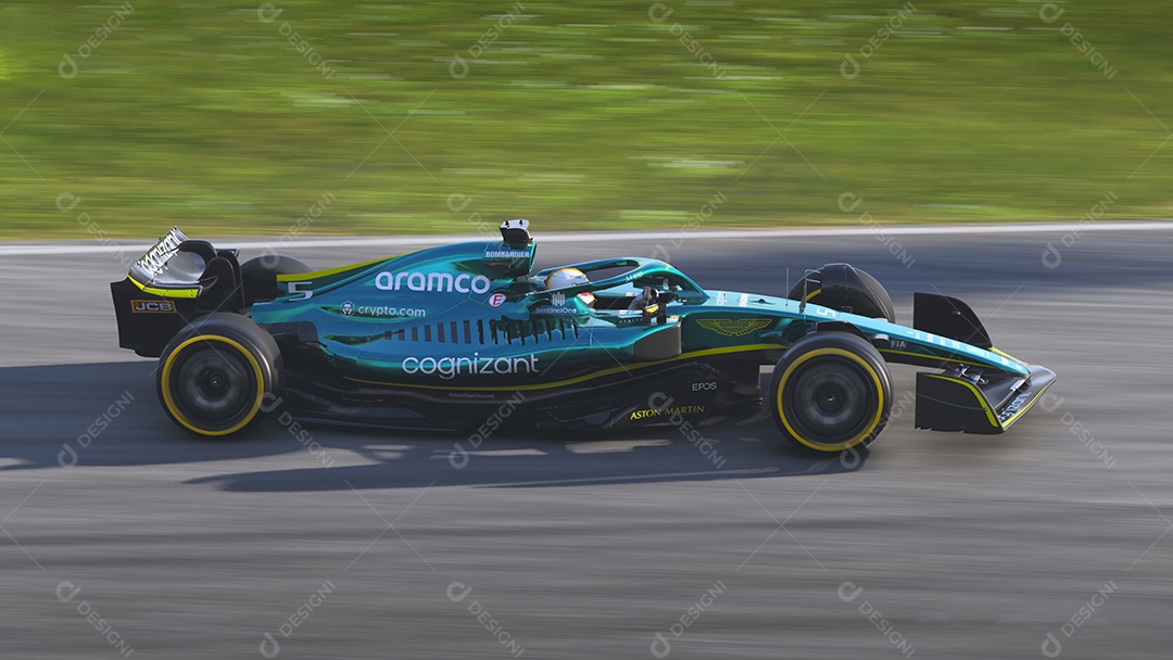 Carro Aston Martin F1 garimpando ilustração 3D