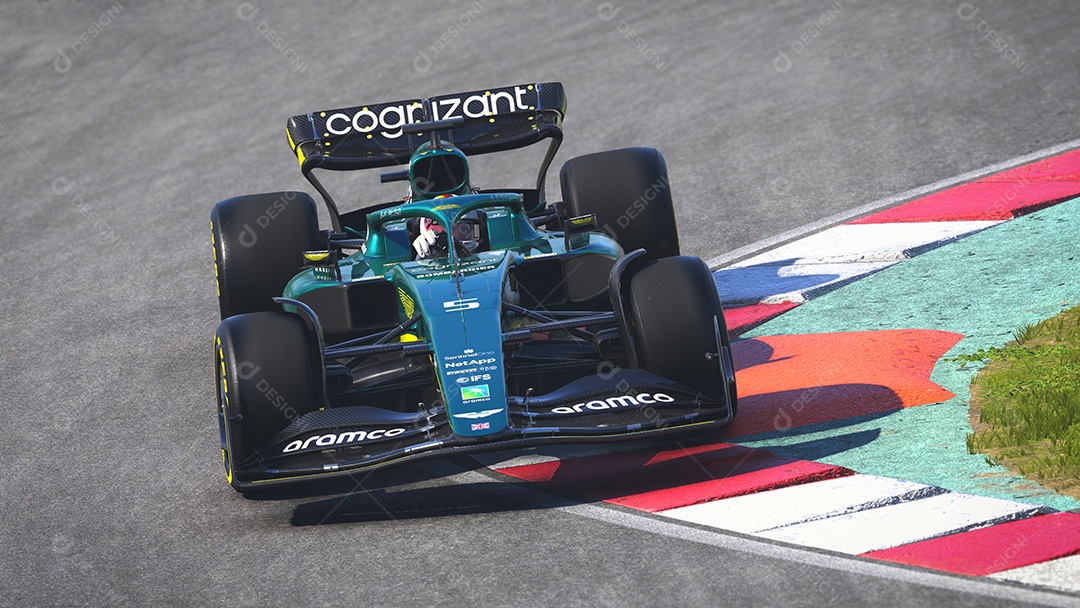 Ilustração 3D do carro Aston Martin F1