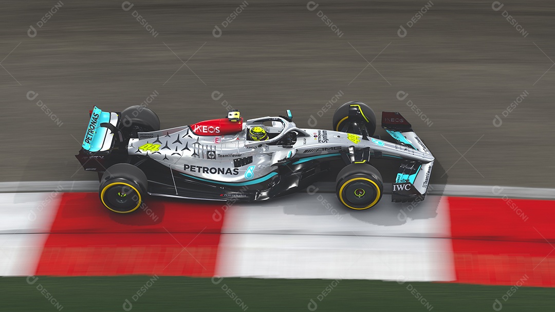 Carro Mercedes F1 panning ilustração 3D