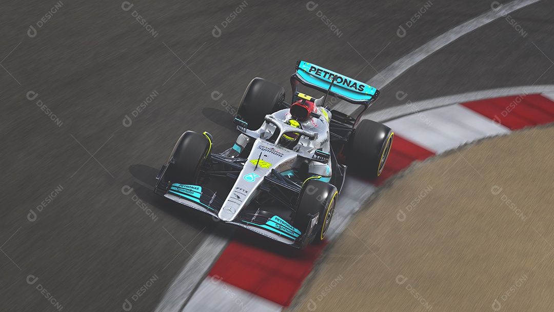 3D illustration of the Mercedes F1 car