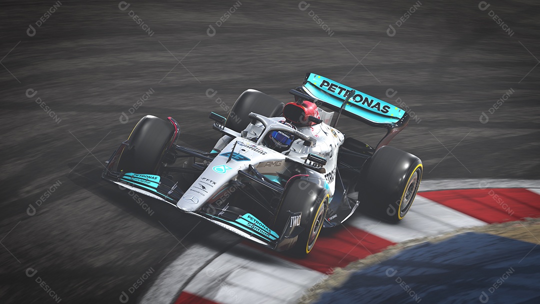 Ilustração 3D do carro Mercedes F1