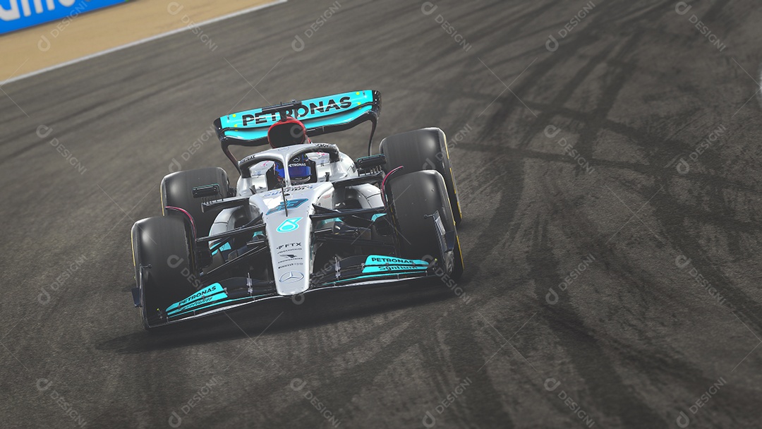 Ilustração 3D do carro Mercedes F1