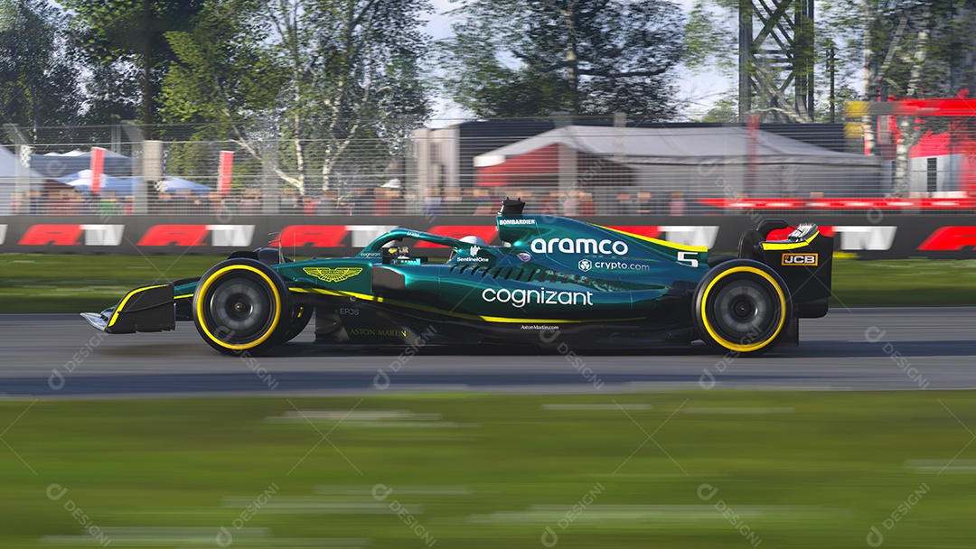 Carro Aston Martin F1 garimpando ilustração 3D