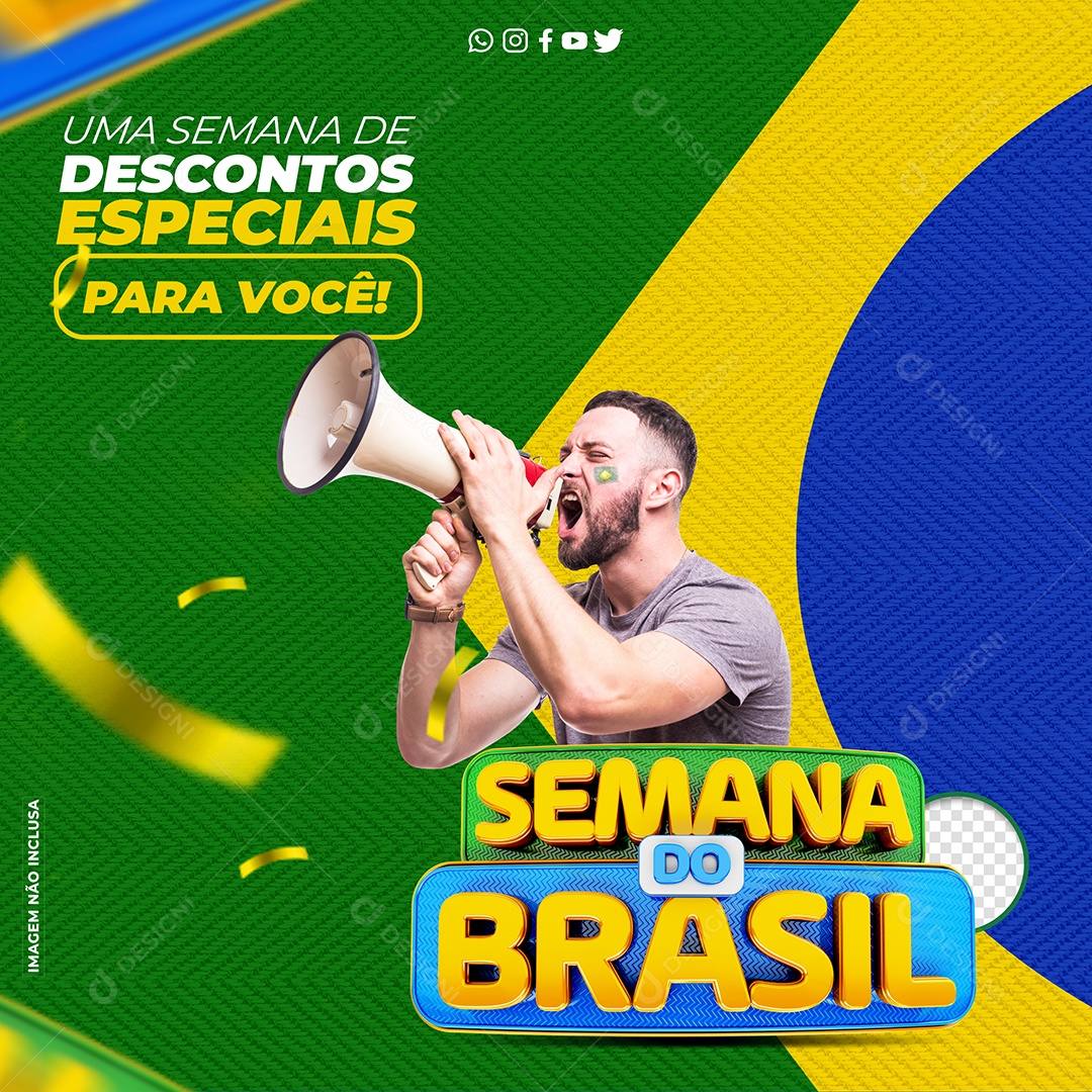 Uma semana de descontos Semana do Brasil Social Media PSD Editável