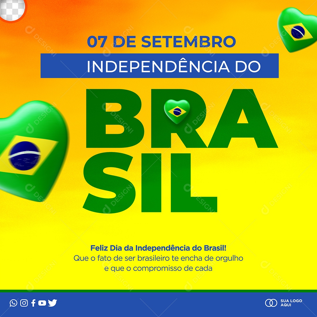 Ser brasileiro me encher de orgulho Dia da Independência do Brasil Social Media PSD Editável