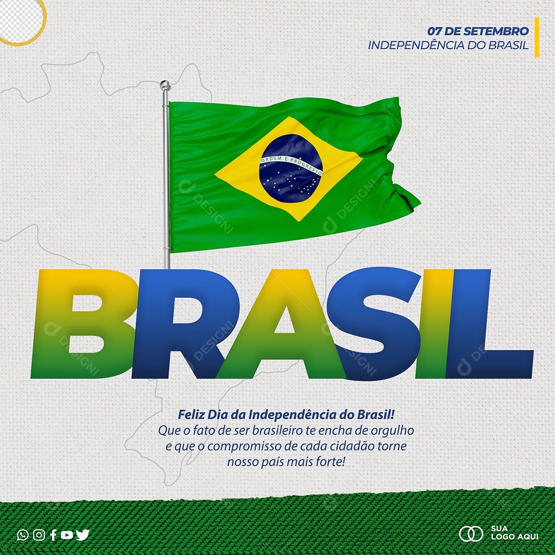 Feliz Dia da Independência do Brasil 7 de Setembro Social Media PSD Editável