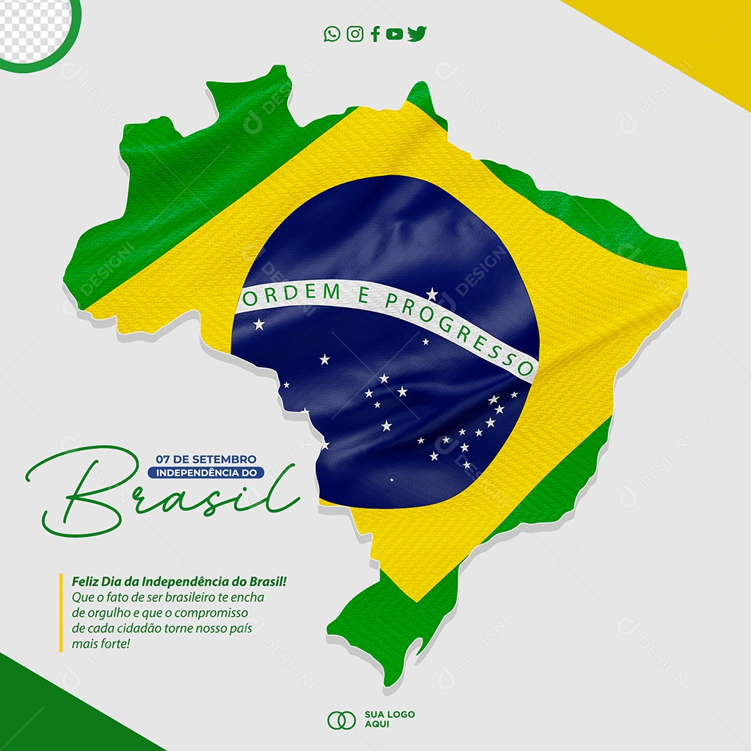 Feliz Dia da Independência do Brasil 7 de Setembro Social Media PSD Editável