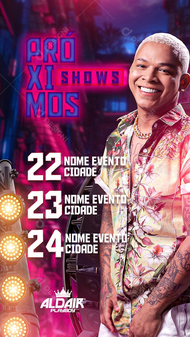 Flyer Proximos Shows Aldair Story Playboy Social Media PSD Editável