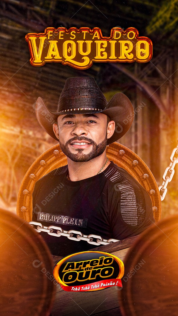 Flyer Show Festa do Vaqueiro Arreio de Ouro Social Media PSD Editável