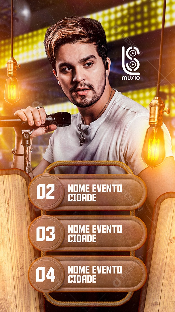 Flyer Show Agenda Semanal Luan Santana Story Social Media PSD Editável