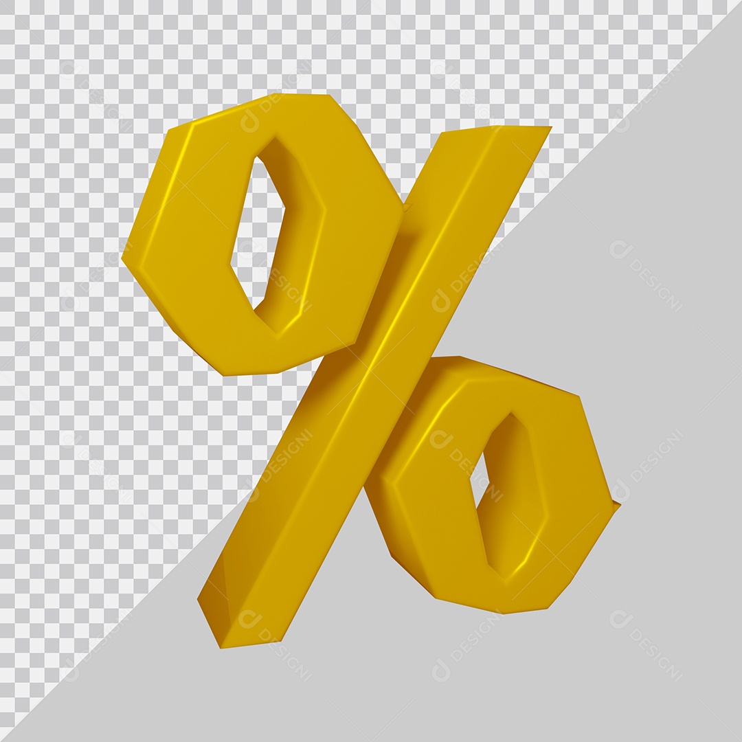 Símbolo de Porcentagem 3D Dourado Para Composição PSD