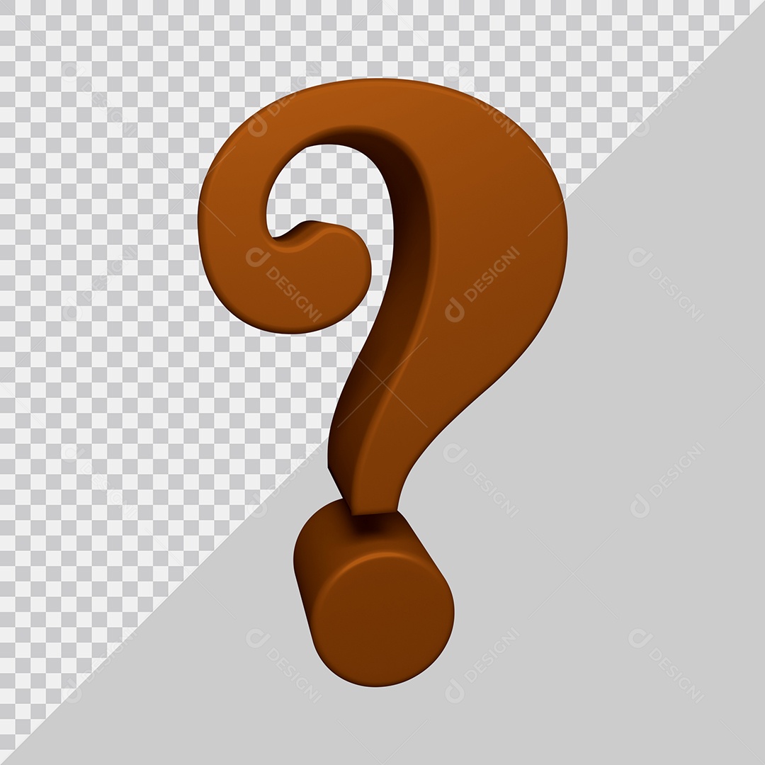 Símbolo de ponto de interrogação 3D Marrom Para Composição PSD
