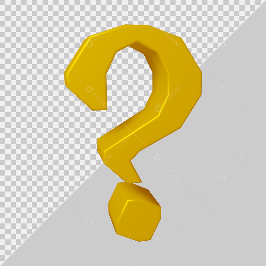Símbolo de ponto de interrogação 3D Dourado Para Composição PSD