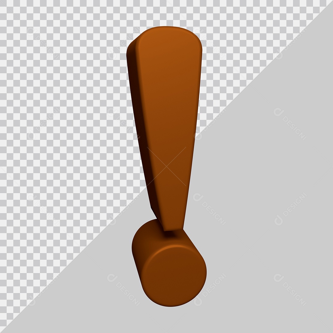 Símbolo de Ponto de Exclamação 3D Marrom Para Composição PSD