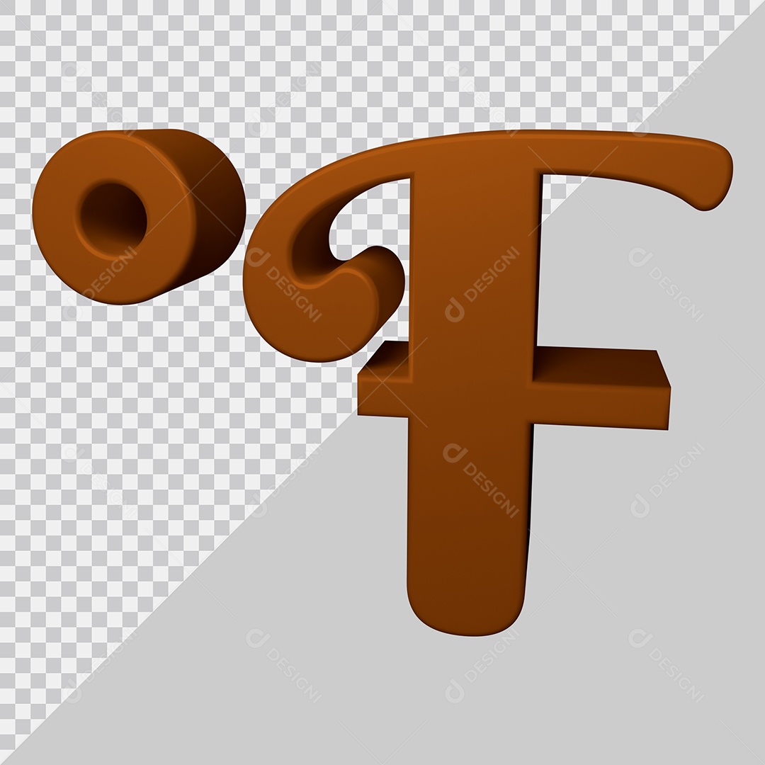 Símbolo de grau Fahrenheit 3D Marrom Para Composição PSD