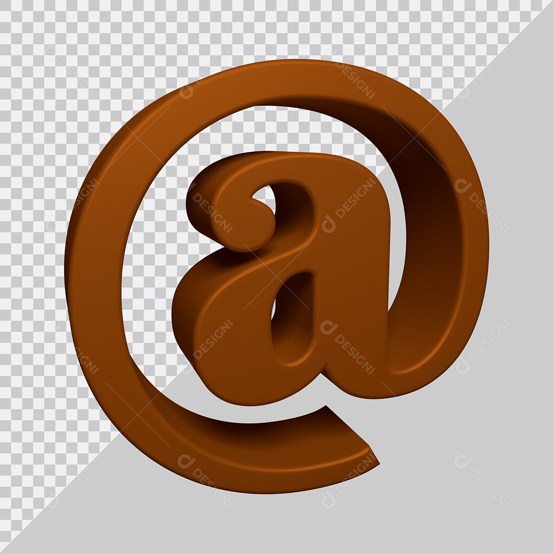 Símbolo Arroba 3D Marrom Para Composição PSD