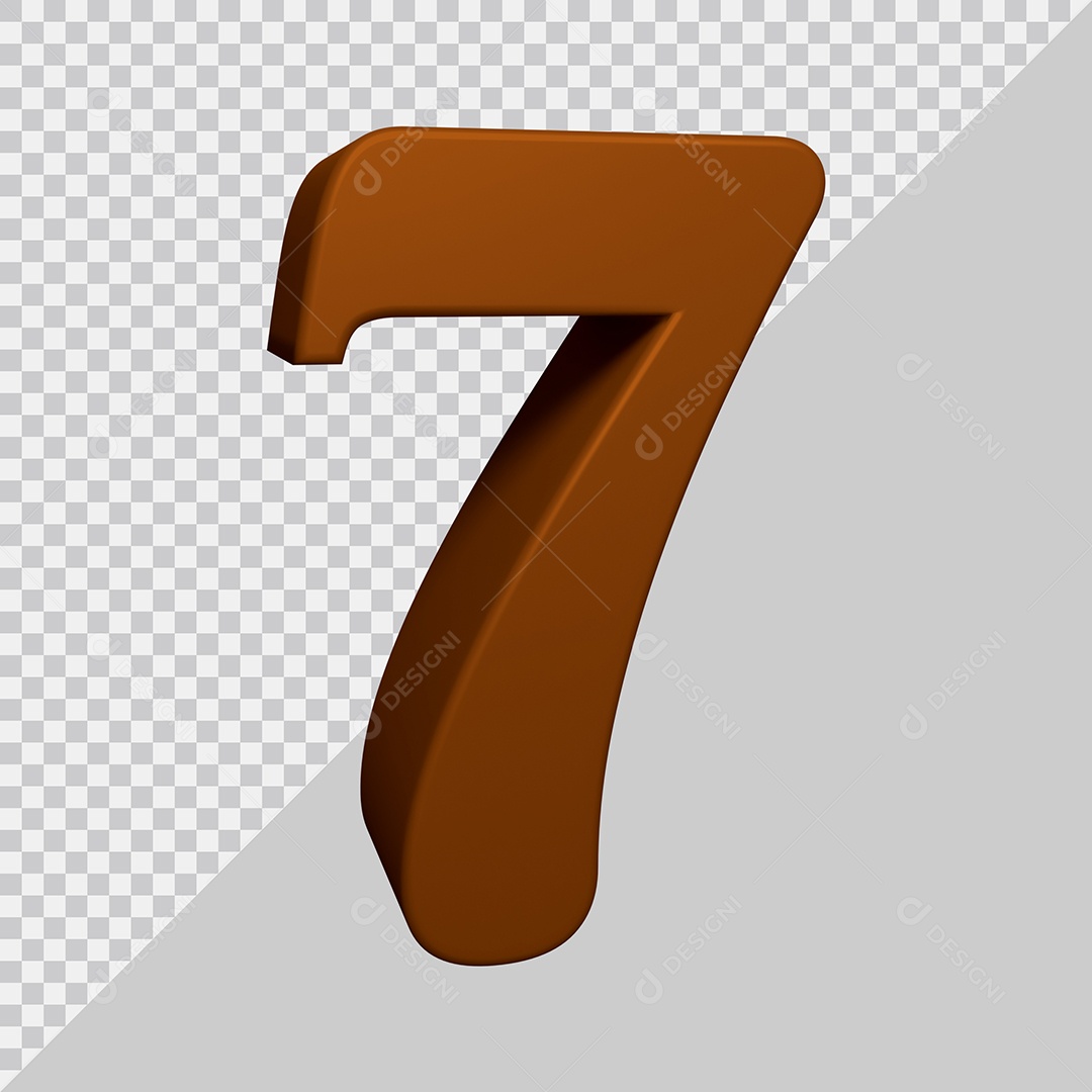Número 3D 7 Marrom Para composição PSD