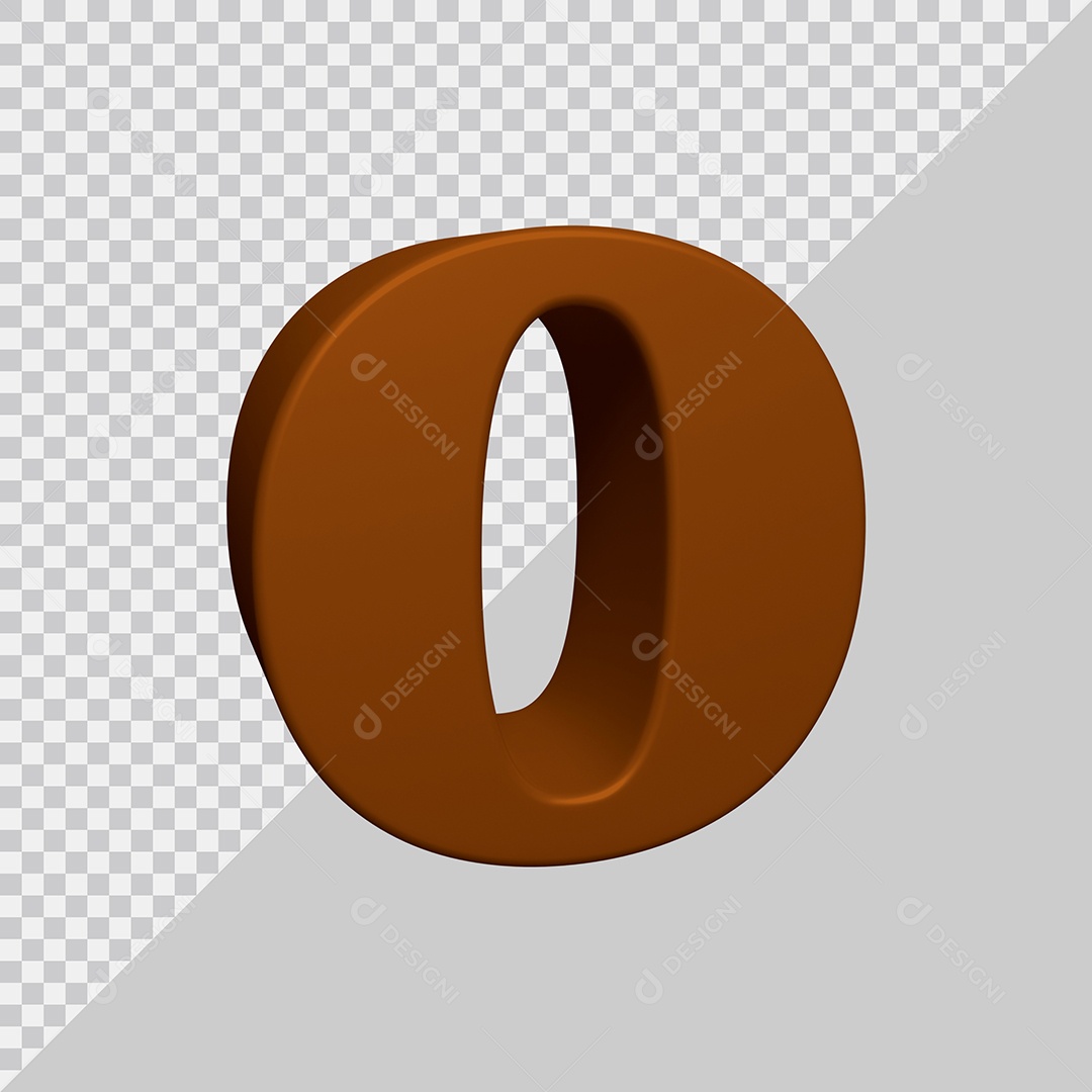 Número 3D 0 Marrom Para composição PSD