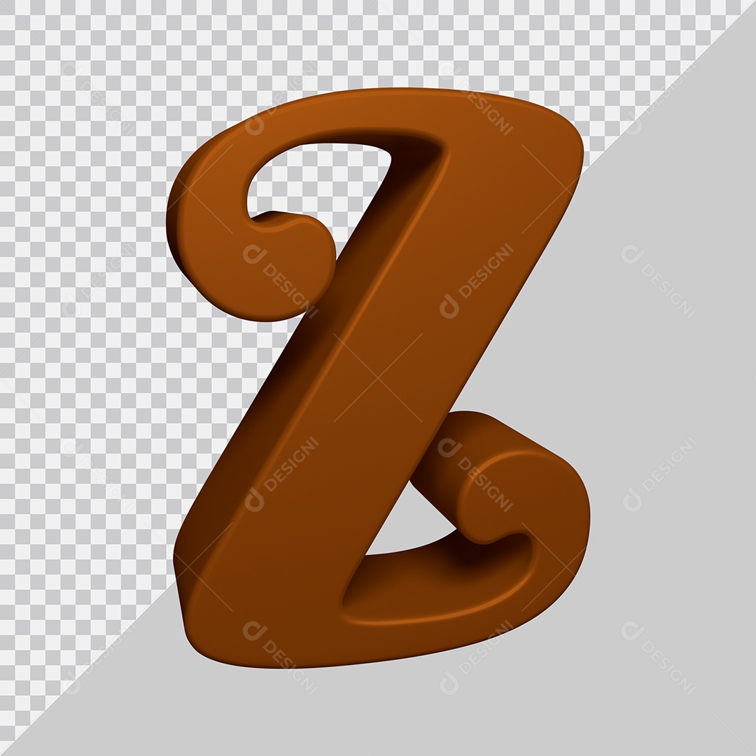 Letra Z Maiúscula Marrom Ilustração 3D PSD
