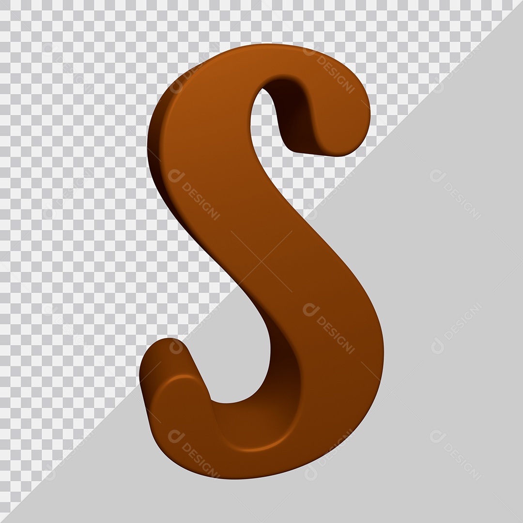 Letra S Maiúscula Marrom Ilustração 3D PSD