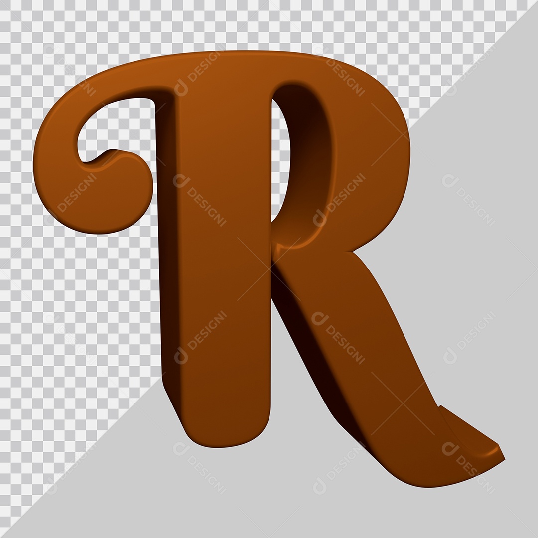 Letra R Maiúscula Marrom Ilustração 3D PSD