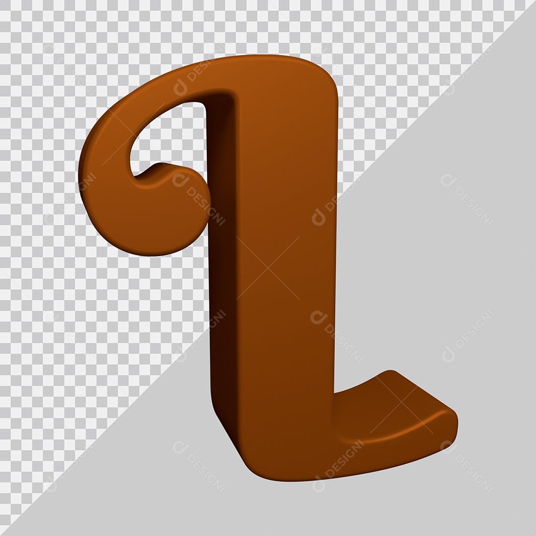 Letra L Maiúscula Marrom Ilustração 3D PSD
