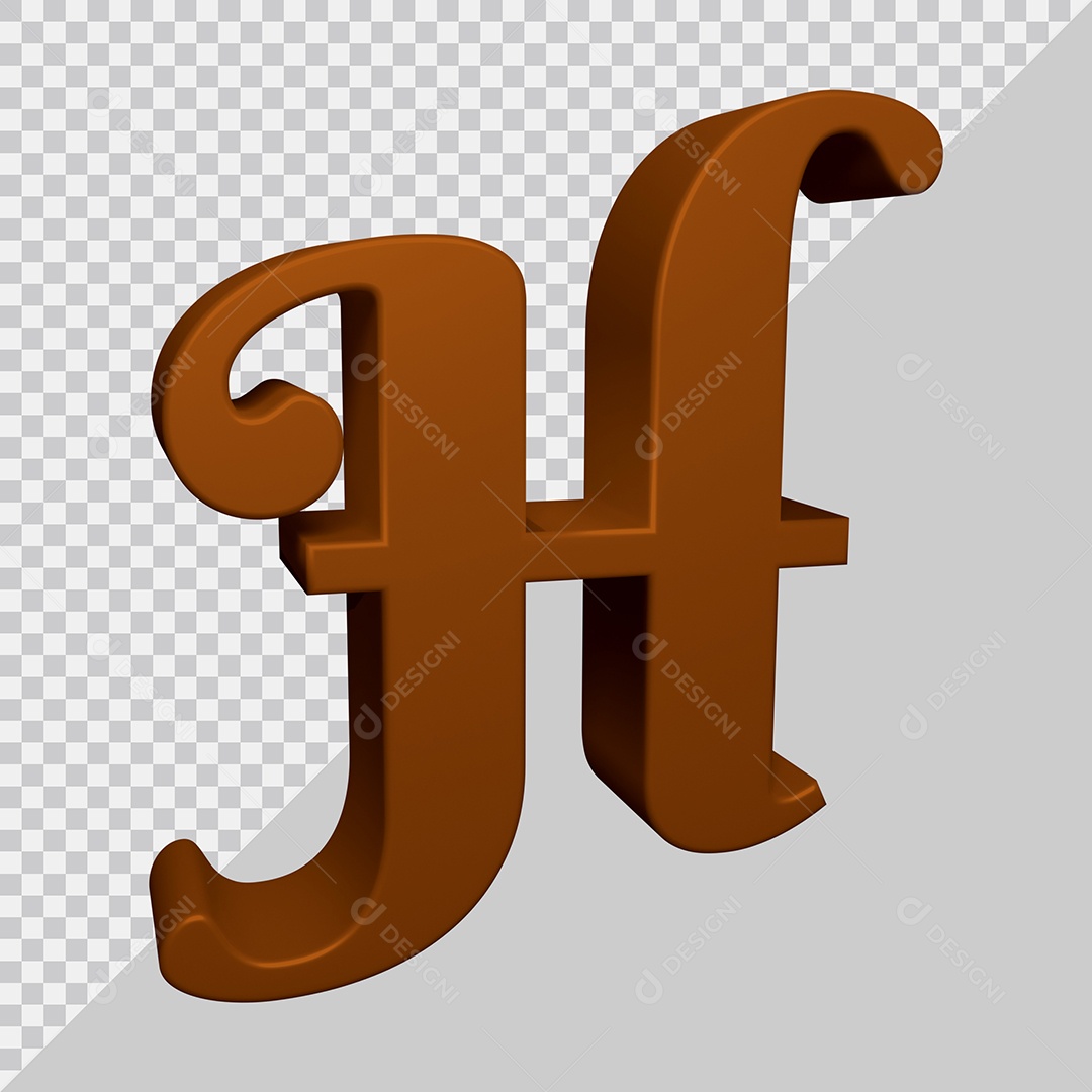 Letra H Maiúscula Marrom Ilustração 3D PSD