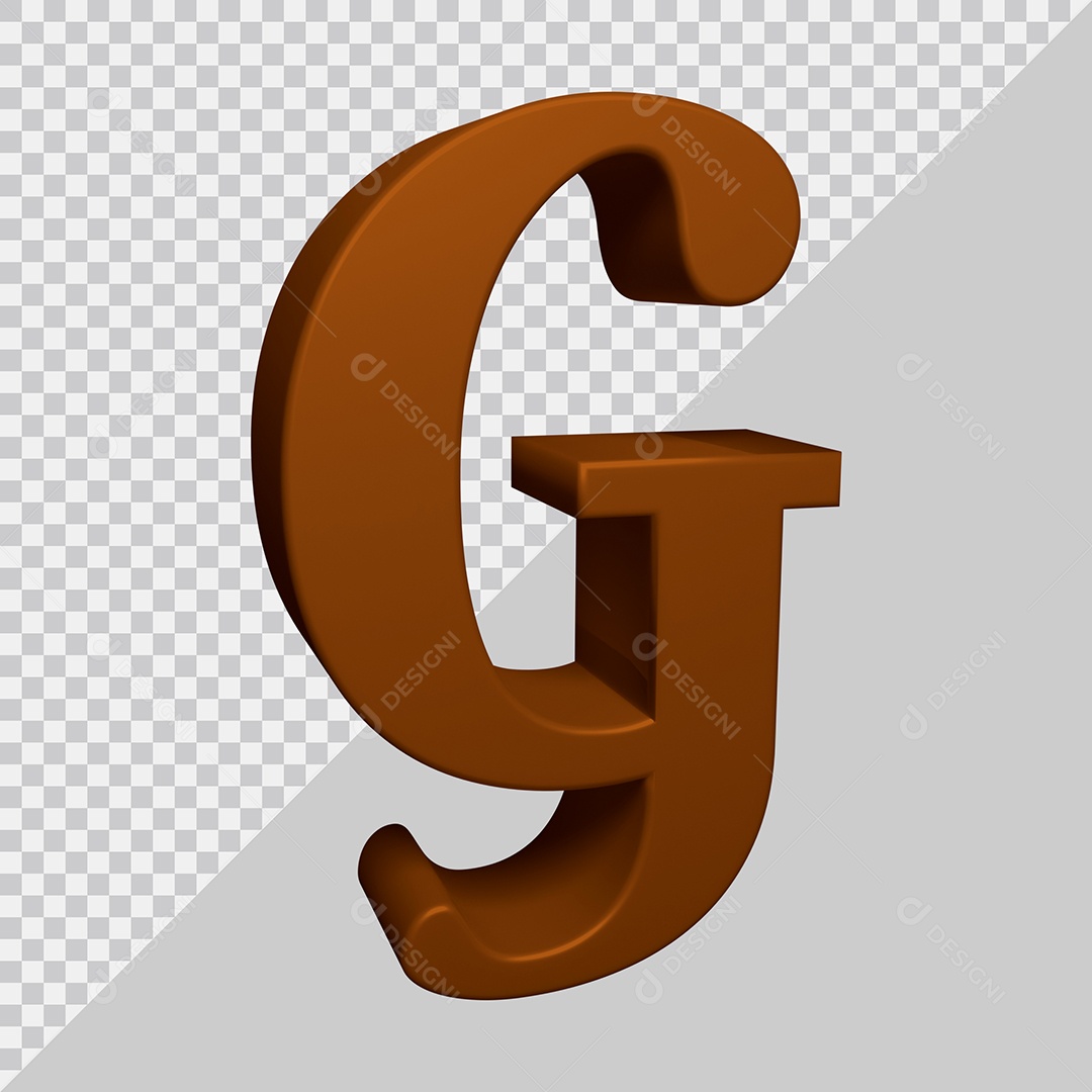 Letra G Maiúscula Marrom Ilustração 3D PSD