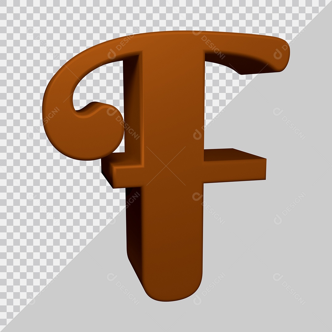Letra F Maiúscula Marrom Ilustração 3D PSD