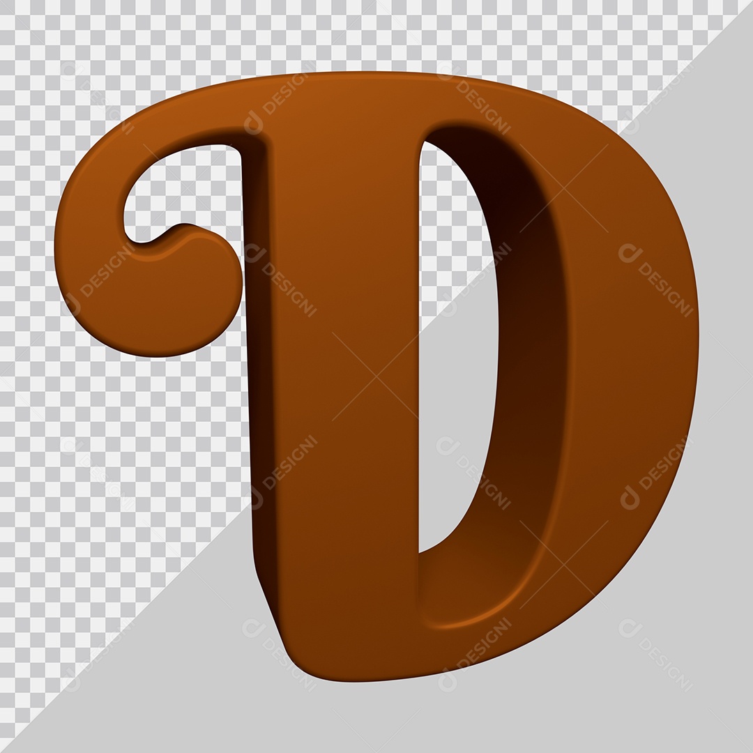 Letra D Maiúscula Marrom Ilustração 3D PSD