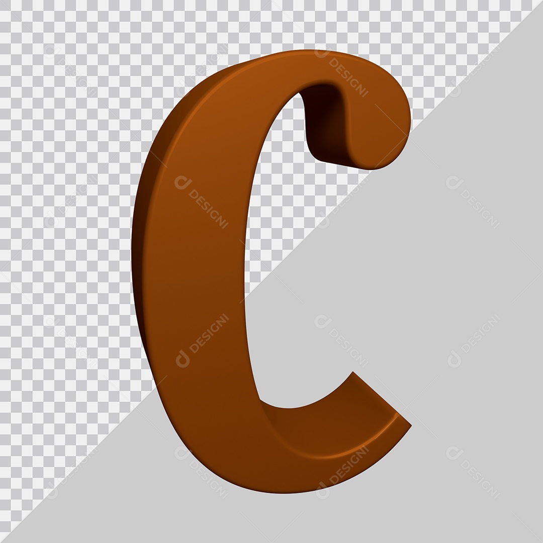 Letra C Maiúscula Marrom Ilustração 3D PSD