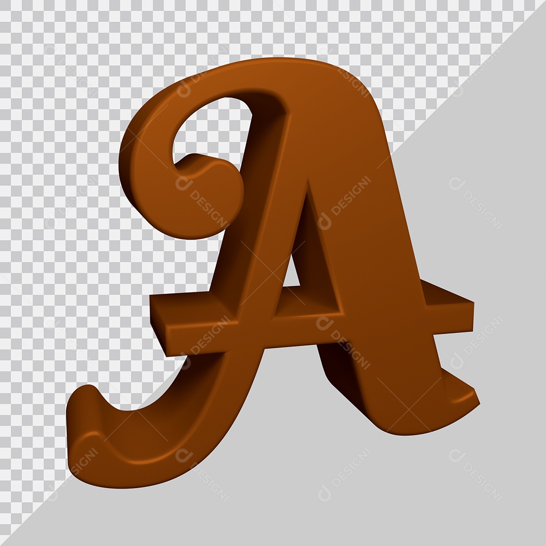 Letra A Maiúscula Marrom Ilustração 3D PSD