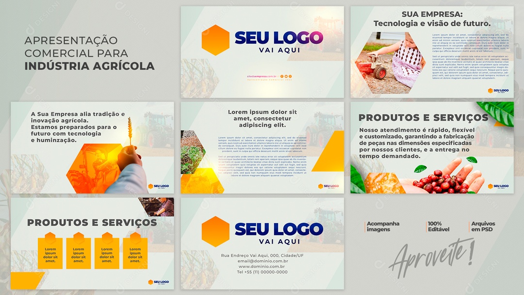 Apresentação Comercial De Slides Produtividade Da Empresa Social Media PSD Editável