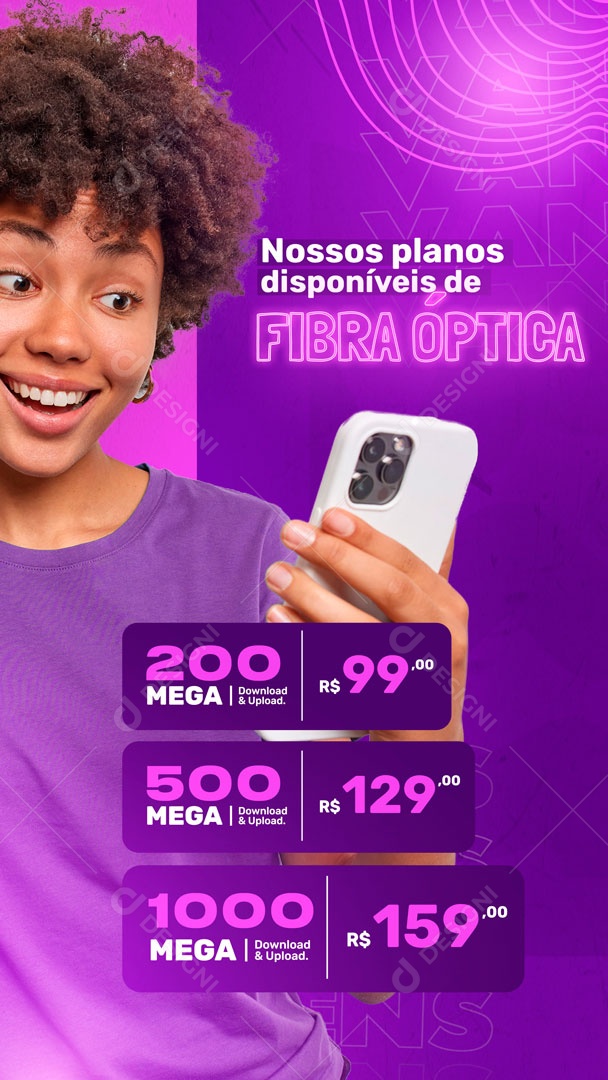 Venha Conhecer Os Melhores Planos De Fibra Óptica Social Media PSD Editável