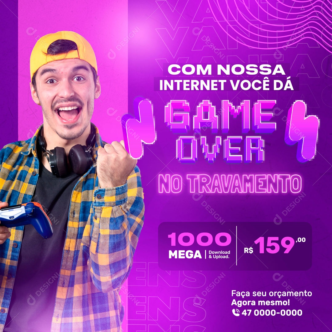 Com Nossa Internet é Game Over No Travamento Social Media PSD Editável