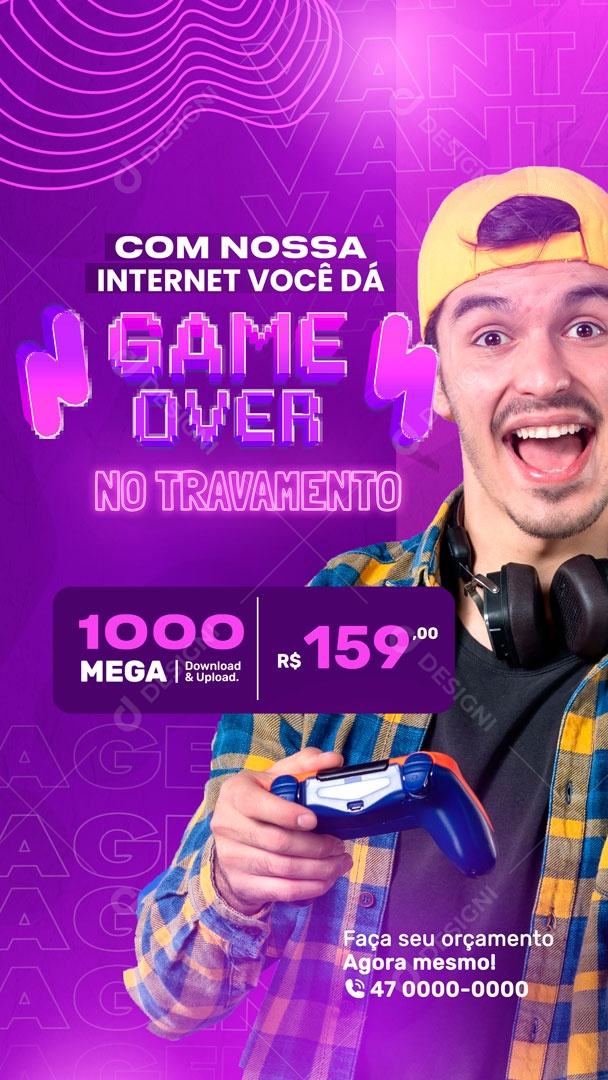 Com Nossa Internet é Game Over No Travamento Social Media PSD Editável