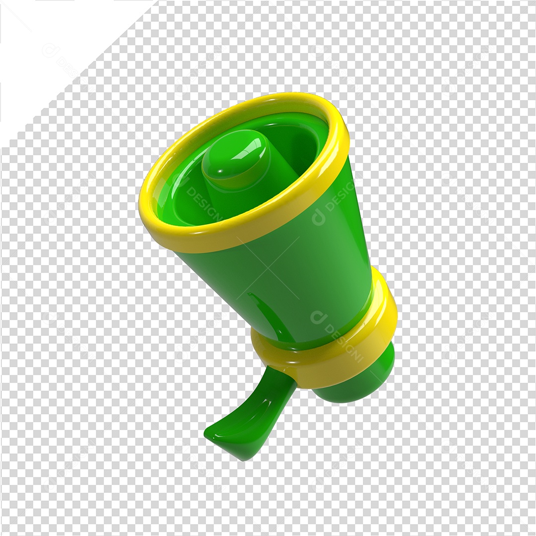 Megafone 3D verde e amarelo da Independência Elemento para Composição PSD