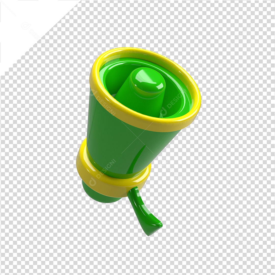 Megafone 3D verde e amarelo da Independência Elemento para Composição PSD