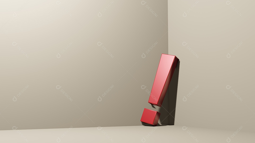 Ponto de exclamação no chão, renderização em 3D