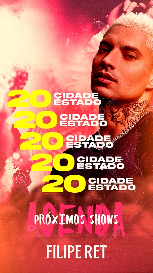 Flyer Agenda Semanal Próximos Shows Felipe Ret Social Media PSD Editável