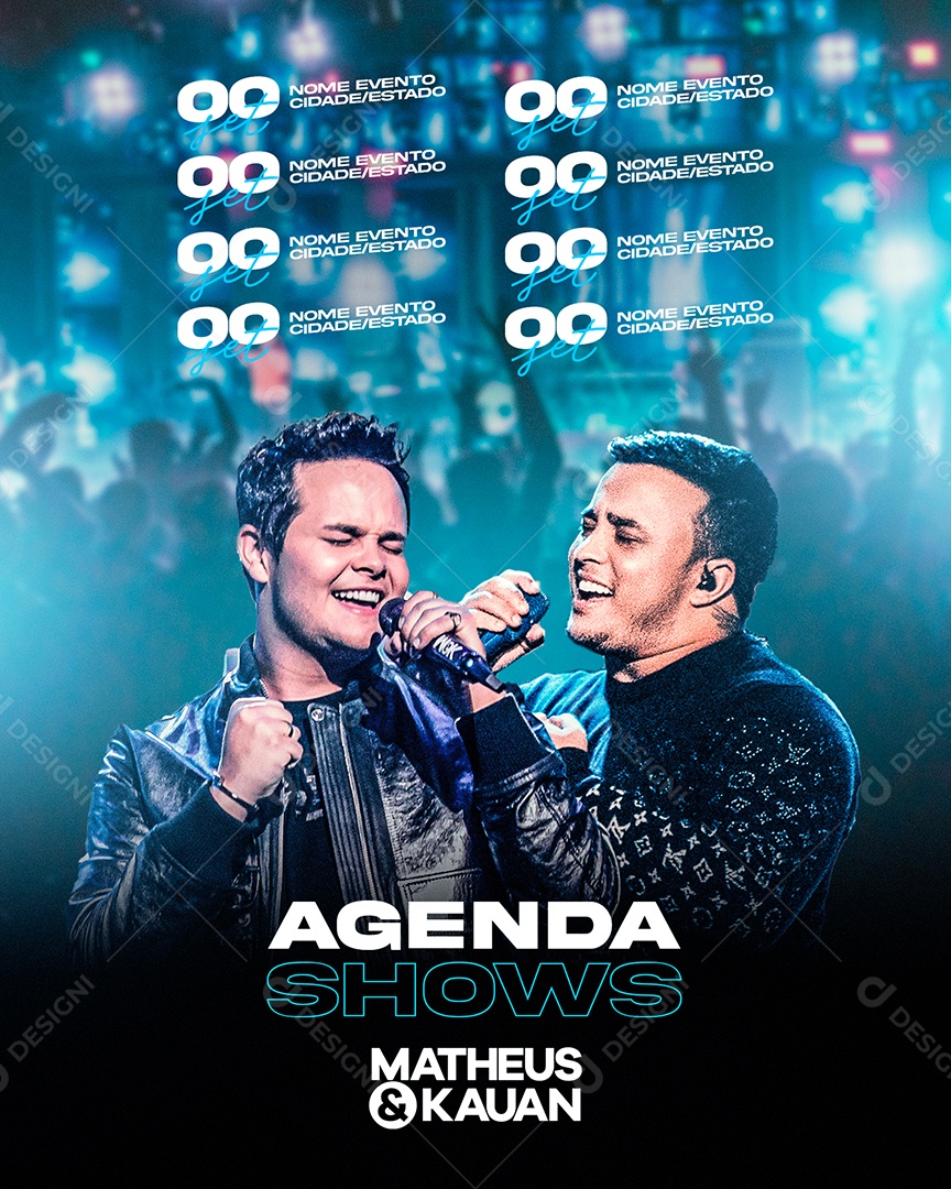 Flyer Agenda Semanal Próximos Shows Matheus E Kauan Social Media PSD Editável