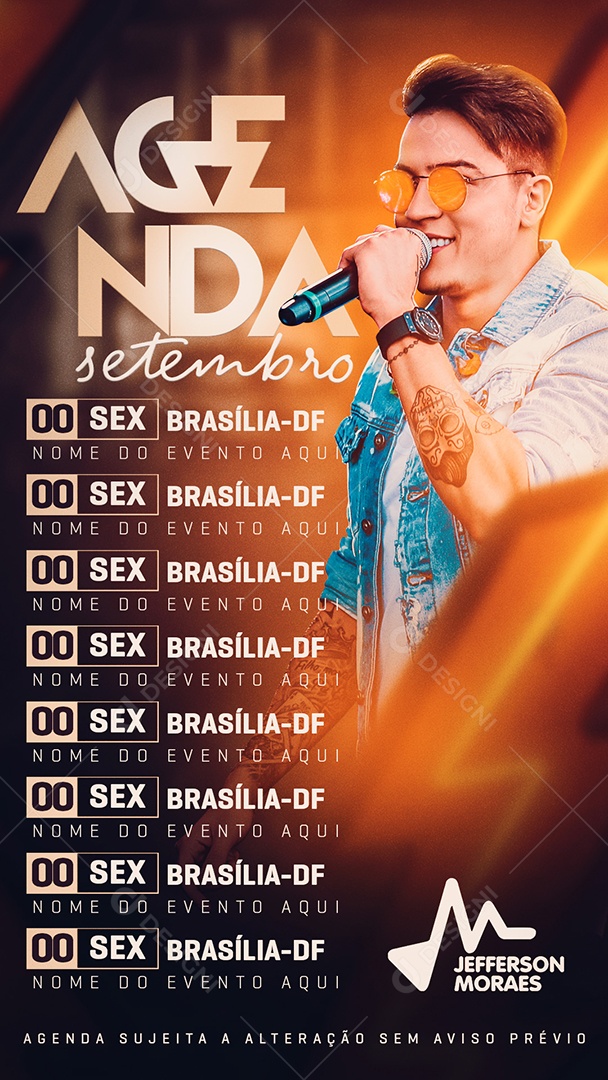 Flyer Agenda Semanal Próximos Shows Jefferson Moraes Social Media PSD Editável