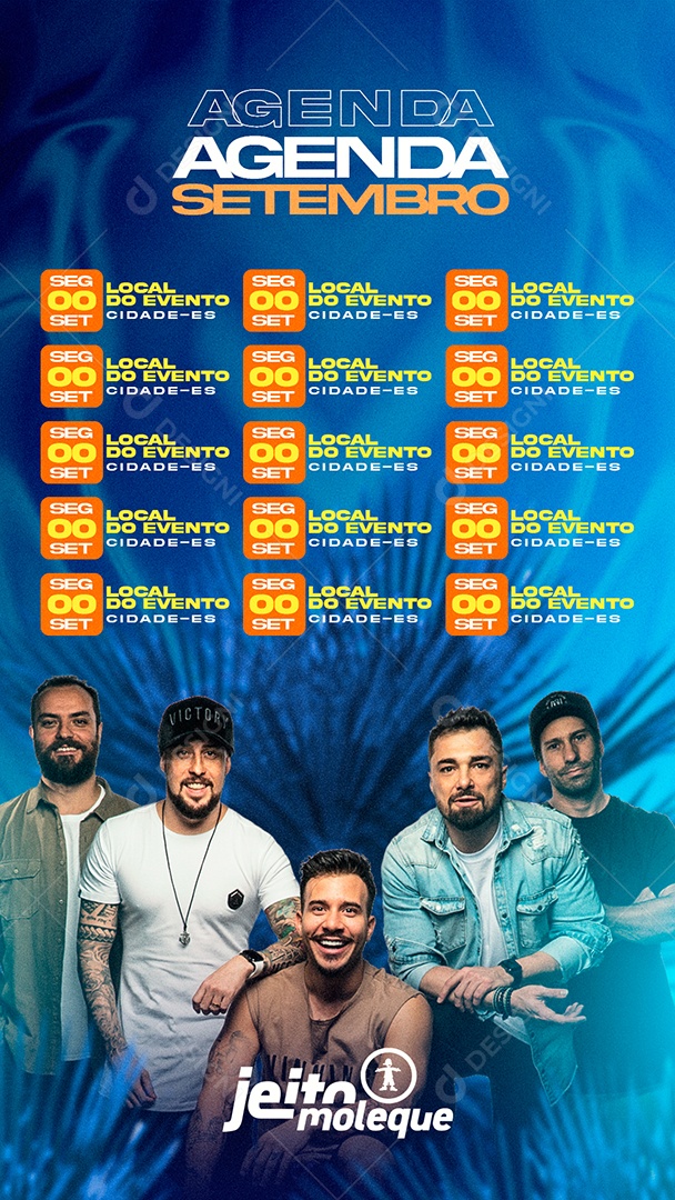 Flyer Agenda Semanal Próximos Shows Jeito Moleque Social Media PSD Editável