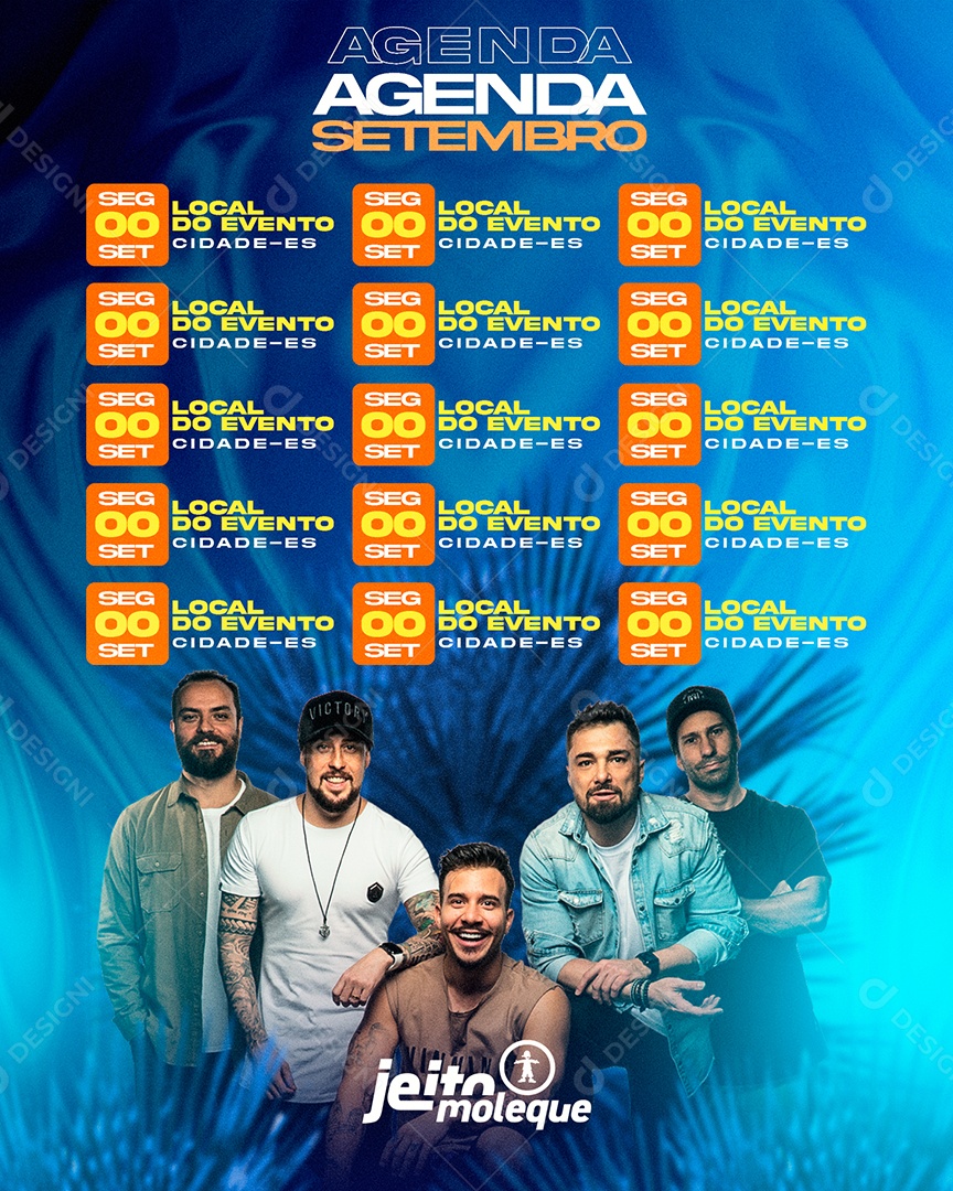 Flyer Agenda Semanal Próximos Shows Jeito Moleque Social Media PSD Editável