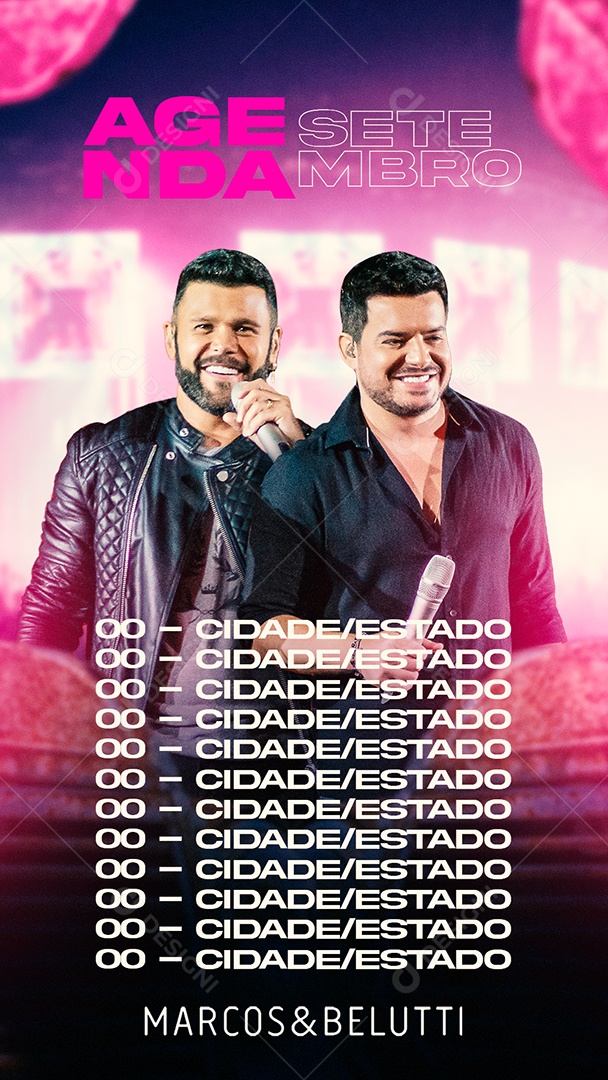 Flyer Agenda Semanal Próximos Shows Marcos Belluti Social Media PSD Editável