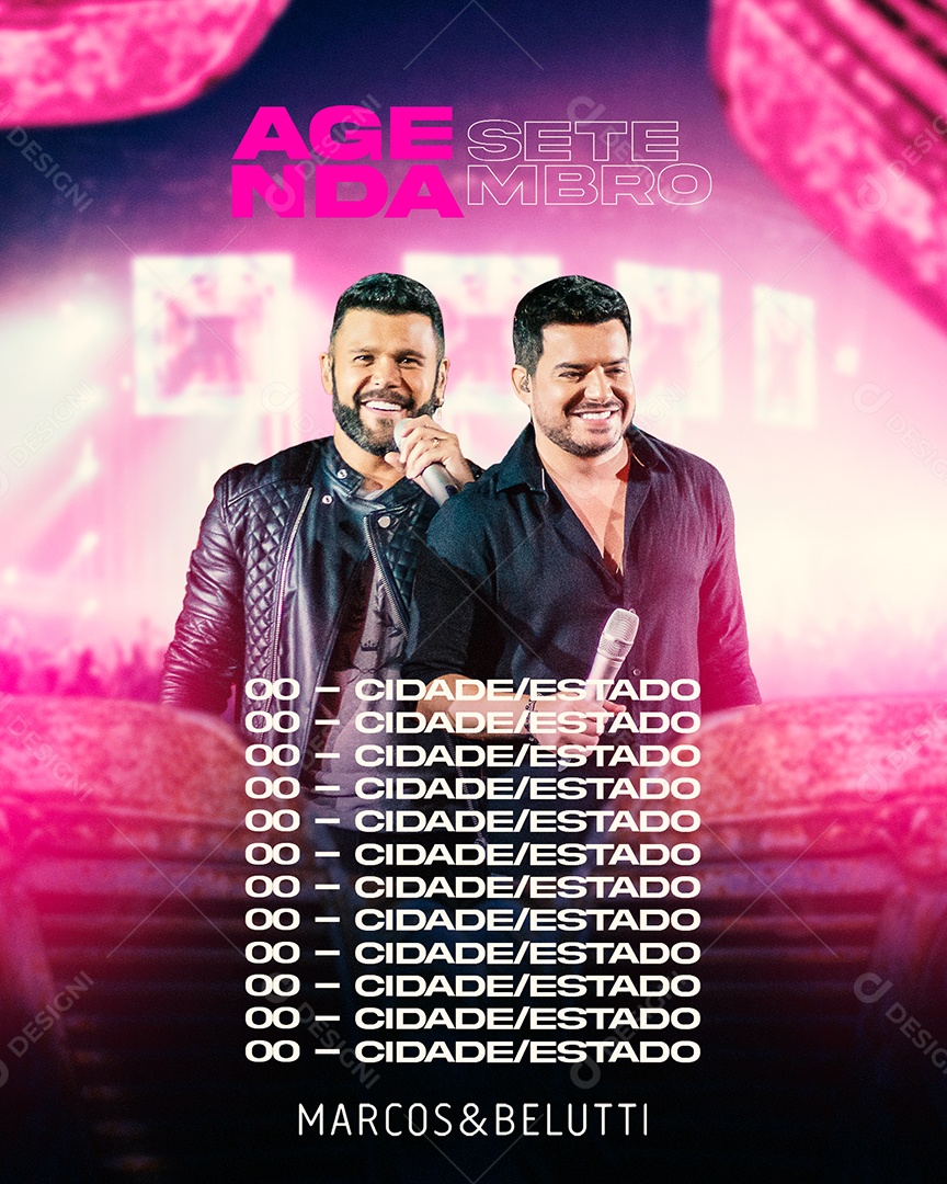 Flyer Agenda Semanal Próximos Shows Marcos Belluti Social Media PSD Editável