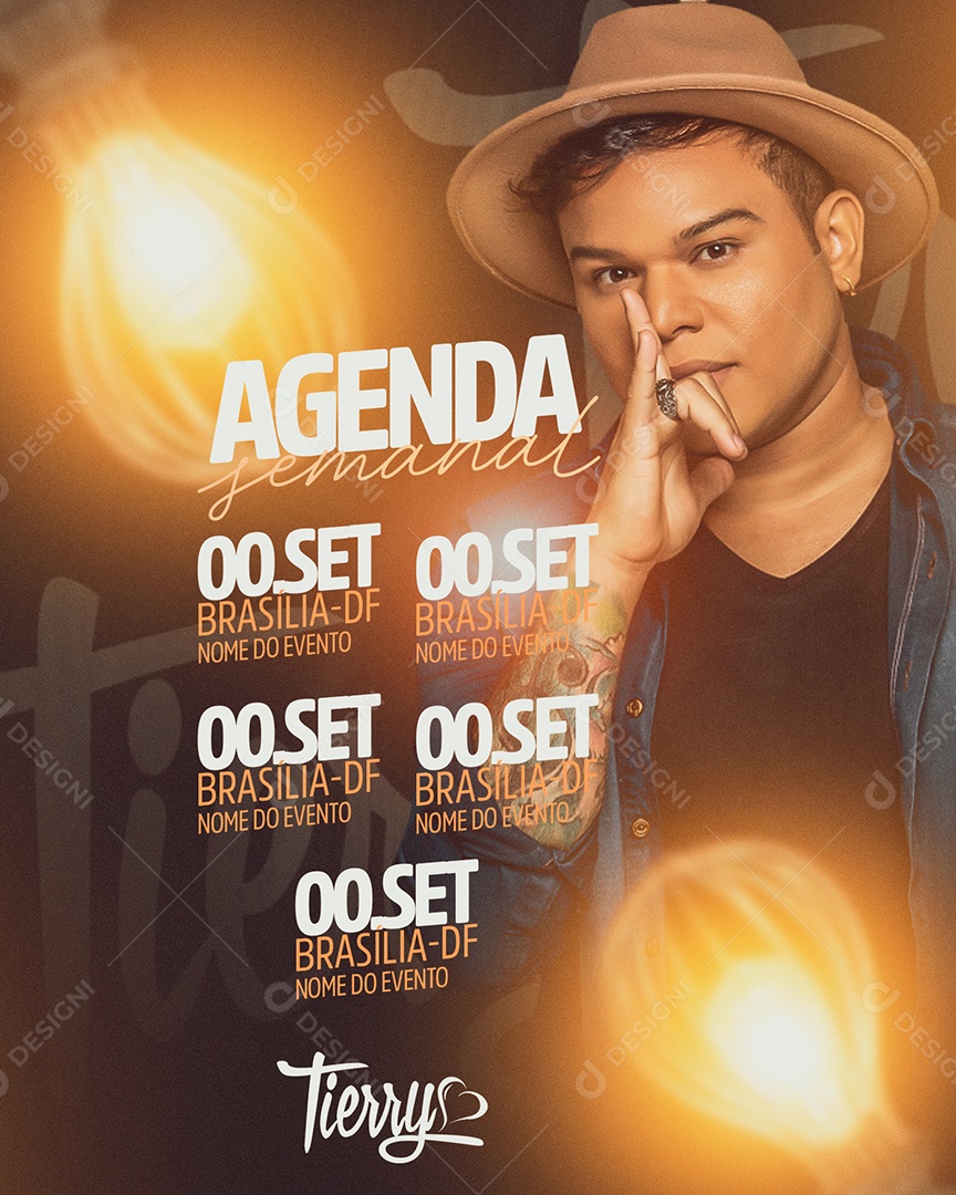 Flyer Agenda Semanal Próximos Shows Tierry Social Media PSD Editável